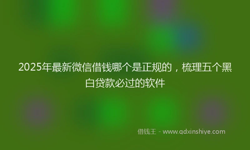 2025年最新微信借钱哪个是正规的，梳理五个黑白贷款必过的软件