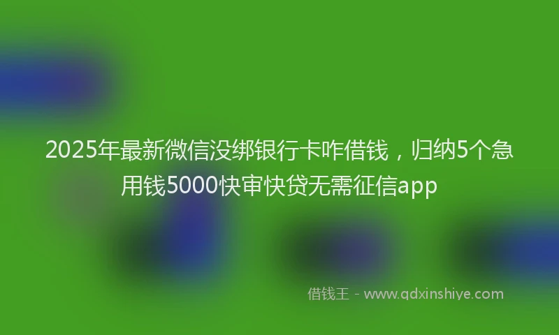 2025年最新微信没绑银行卡咋借钱，归纳5个急用钱5000快审快贷无需征信app