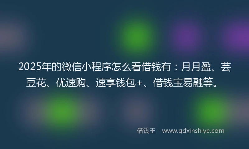 2025年的微信小程序怎么看借钱有：月月盈、芸豆花、优速购、速享钱包+、借钱宝易融等。