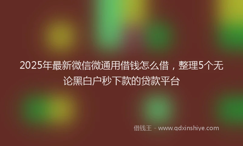 2025年最新微信微通用借钱怎么借，整理5个无论黑白户秒下款的贷款平台
