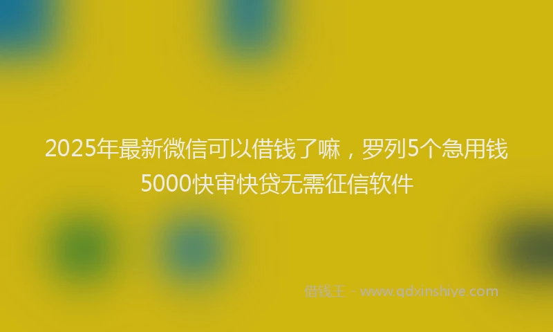 2025年最新微信可以借钱了嘛，罗列5个急用钱5000快审快贷无需征信软件