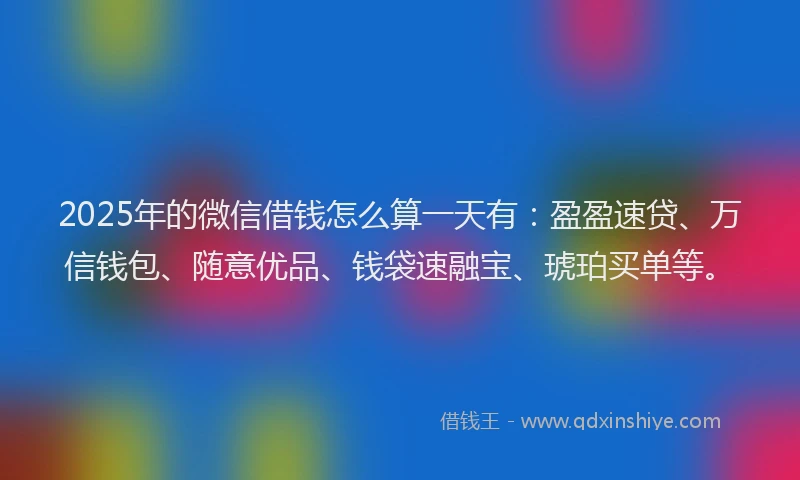 2025年的微信借钱怎么算一天有：盈盈速贷、万信钱包、随意优品、钱袋速融宝、琥珀买单等。