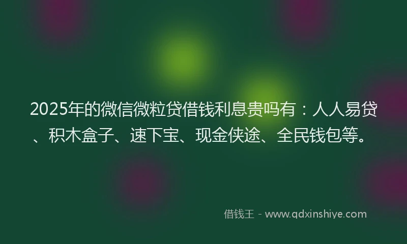 2025年的微信微粒贷借钱利息贵吗有：人人易贷、积木盒子、速下宝、现金侠途、全民钱包等。