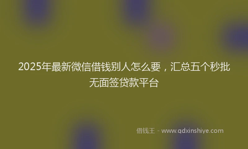 2025年最新微信借钱别人怎么要，汇总五个秒批无面签贷款平台