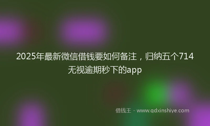 2025年最新微信借钱要如何备注，归纳五个714无视逾期秒下的app