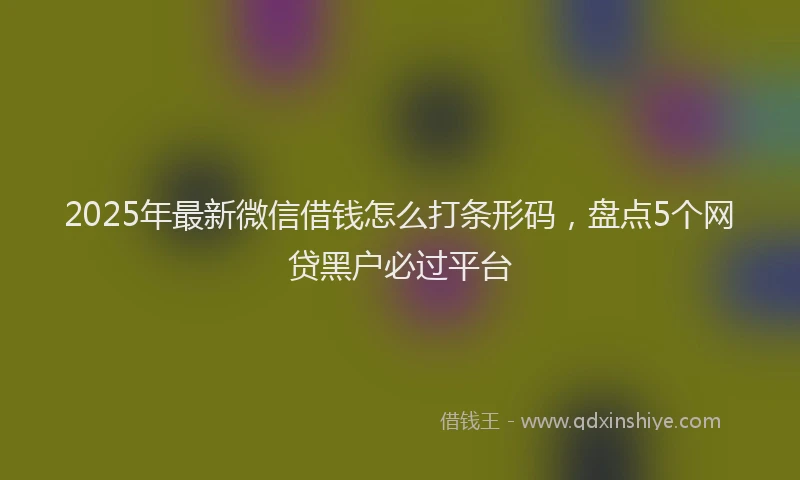 2025年最新微信借钱怎么打条形码，盘点5个网贷黑户必过平台