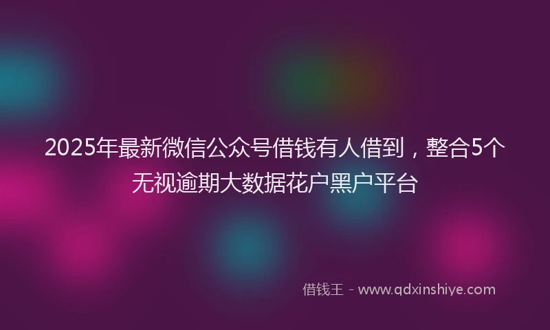 2025年最新微信公众号借钱有人借到，整合5个无视逾期大数据花户黑户平台