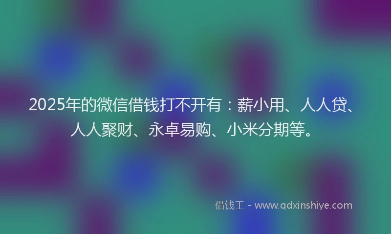 2025年的微信借钱打不开有：薪小用、人人贷、人人聚财、永卓易购、小米分期等。