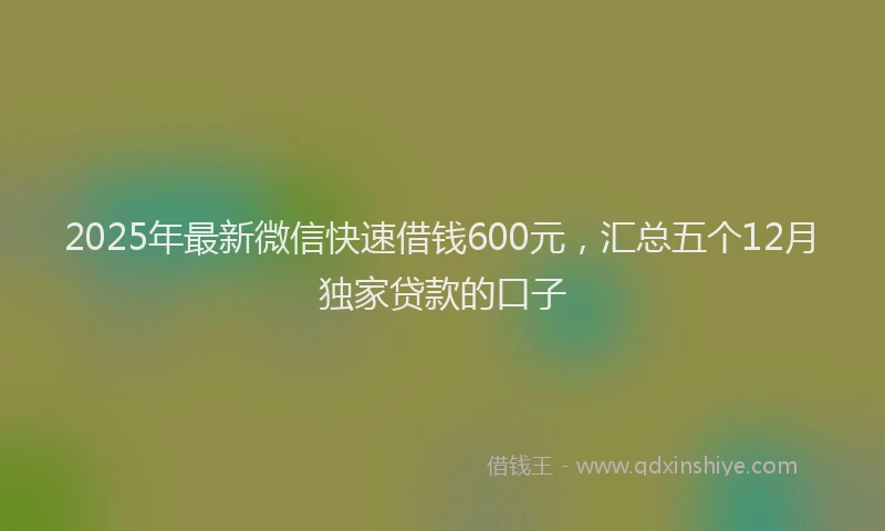 2025年最新微信快速借钱600元，汇总五个12月独家贷款的口子