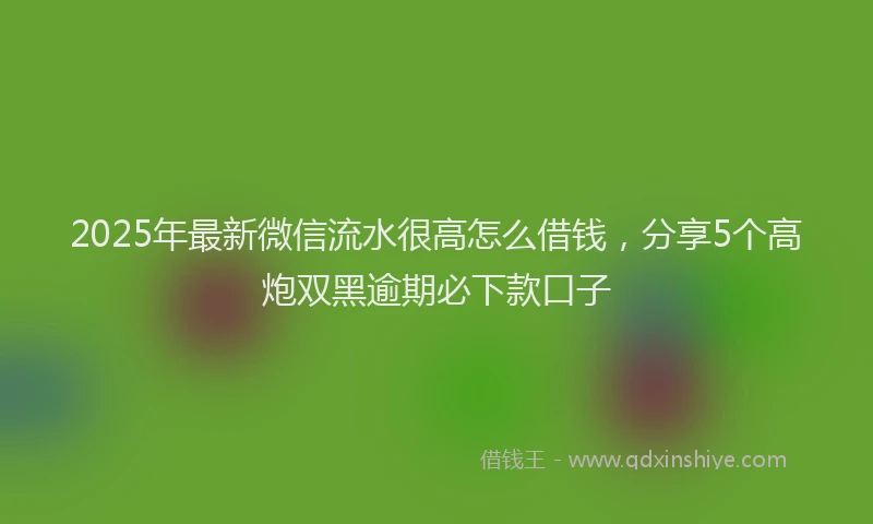 2025年最新微信流水很高怎么借钱，分享5个高炮双黑逾期必下款口子