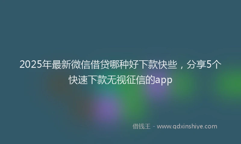 2025年最新微信借贷哪种好下款快些，分享5个快速下款无视征信的app