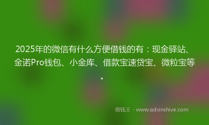 2025年的微信有什么方便借钱的有：现金驿站、金诺Pro钱包、小金库、借款宝速贷宝、微粒宝等。