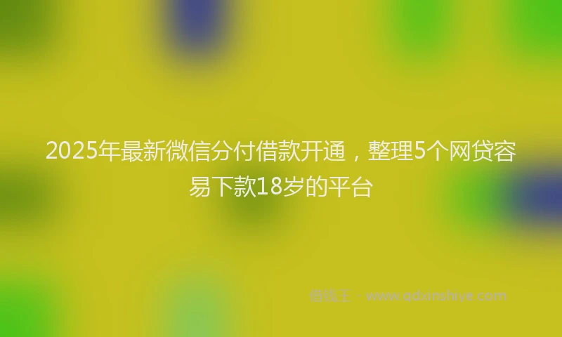 2025年最新微信分付借款开通，整理5个网贷容易下款18岁的平台