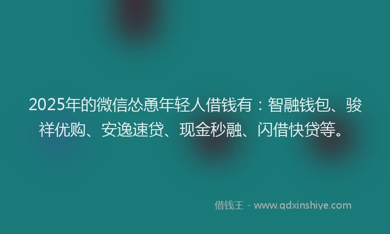 2025年的微信怂恿年轻人借钱有：智融钱包、骏祥优购、安逸速贷、现金秒融、闪借快贷等。