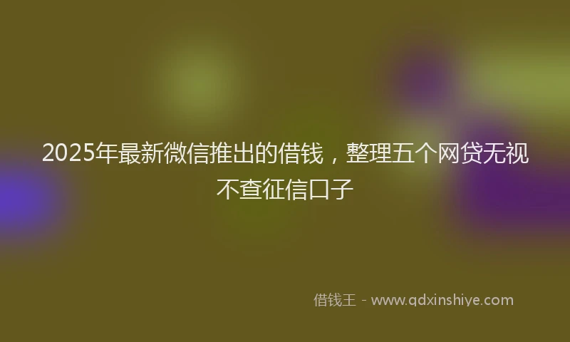 2025年最新微信推出的借钱，整理五个网贷无视不查征信口子