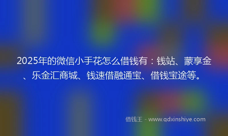 2025年的微信小手花怎么借钱有：钱站、蒙享金、乐金汇商城、钱速借融通宝、借钱宝途等。