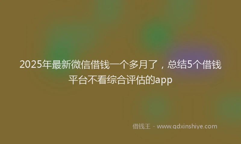 2025年最新微信借钱一个多月了，总结5个借钱平台不看综合评估的app