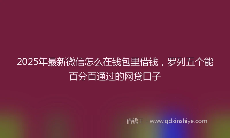 2025年最新微信怎么在钱包里借钱，罗列五个能百分百通过的网贷口子