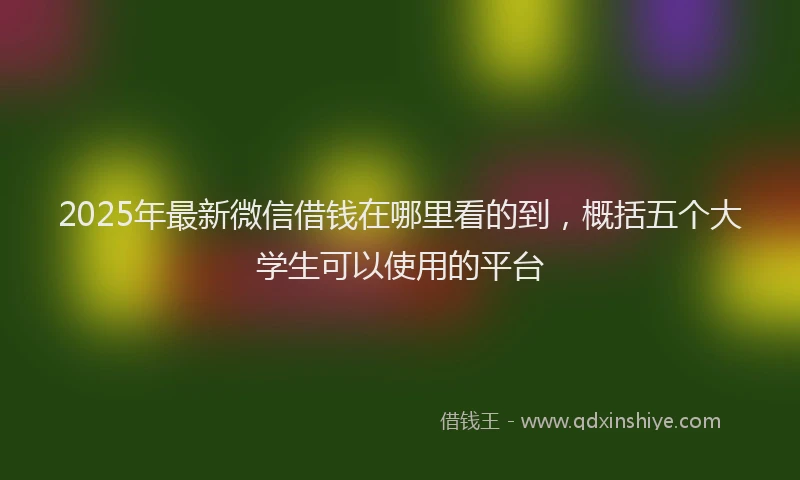 2025年最新微信借钱在哪里看的到，概括五个大学生可以使用的平台