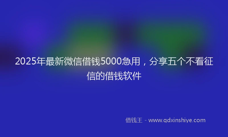 2025年最新微信借钱5000急用，分享五个不看征信的借钱软件