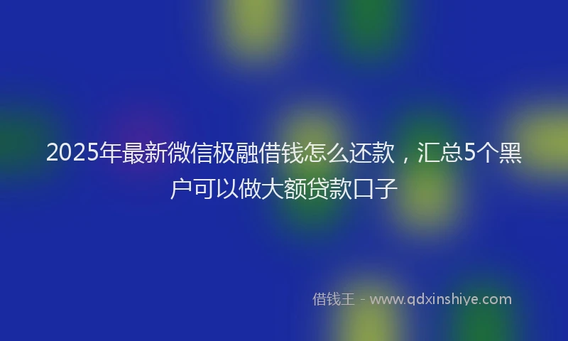 2025年最新微信极融借钱怎么还款，汇总5个黑户可以做大额贷款口子
