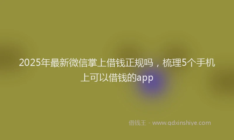 2025年最新微信掌上借钱正规吗，梳理5个手机上可以借钱的app