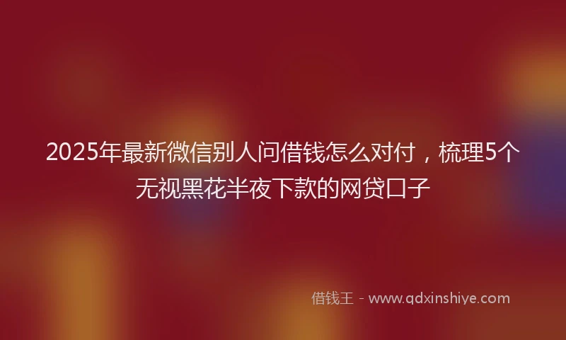 2025年最新微信别人问借钱怎么对付，梳理5个无视黑花半夜下款的网贷口子