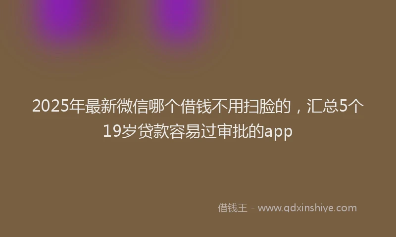 2025年最新微信哪个借钱不用扫脸的，汇总5个19岁贷款容易过审批的app