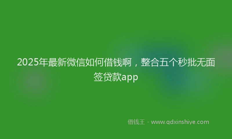 2025年最新微信如何借钱啊，整合五个秒批无面签贷款app