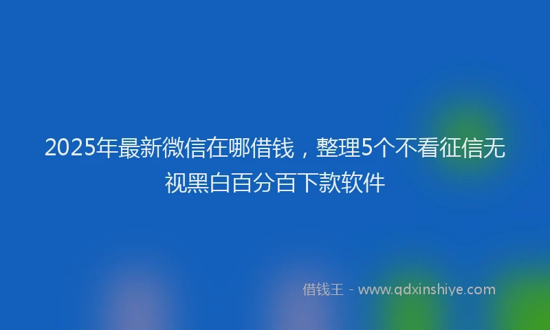 2025年最新微信在哪借钱，整理5个不看征信无视黑白百分百下款软件
