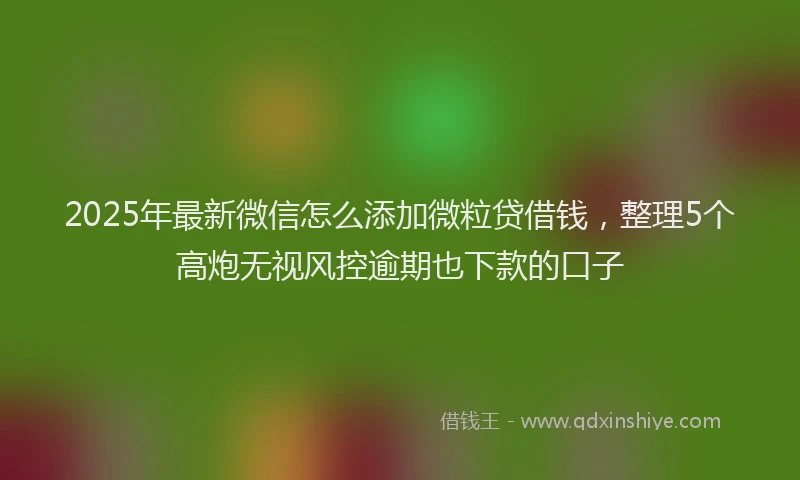 2025年最新微信怎么添加微粒贷借钱，整理5个高炮无视风控逾期也下款的口子