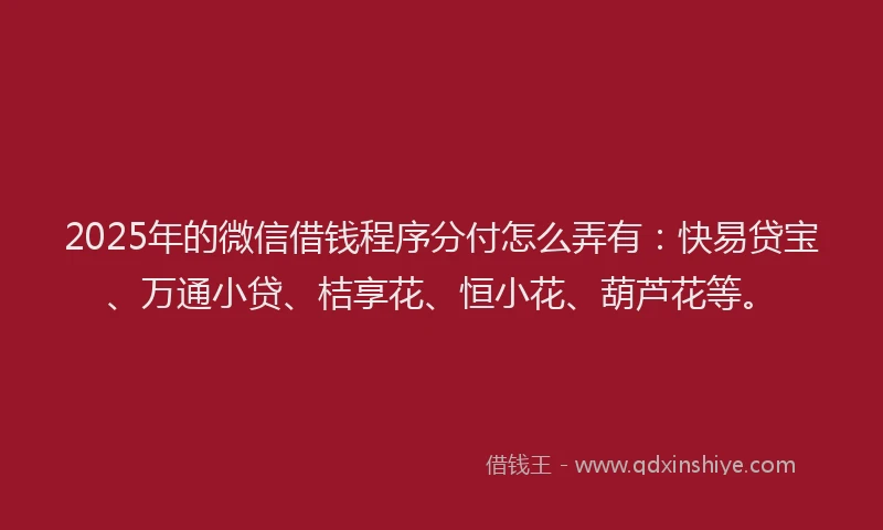 2025年的微信借钱程序分付怎么弄有：快易贷宝、万通小贷、桔享花、恒小花、葫芦花等。
