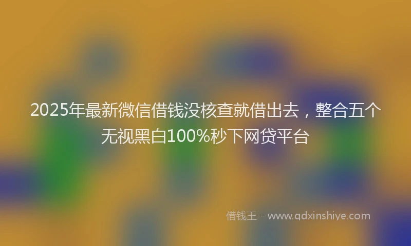 2025年最新微信借钱没核查就借出去，整合五个无视黑白100%秒下网贷平台