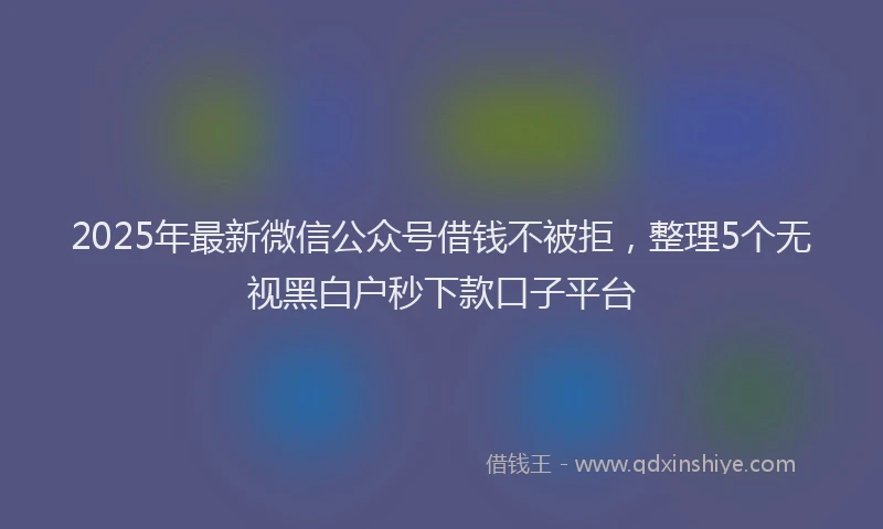 2025年最新微信公众号借钱不被拒，整理5个无视黑白户秒下款口子平台