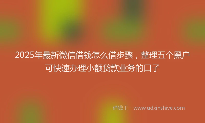 2025年最新微信借钱怎么借步骤，整理五个黑户可快速办理小额贷款业务的口子