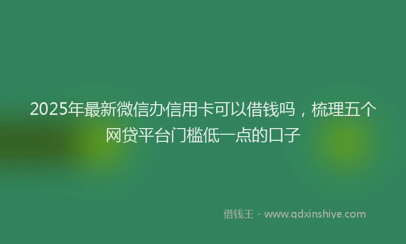 2025年最新微信办信用卡可以借钱吗，梳理五个网贷平台门槛低一点的口子