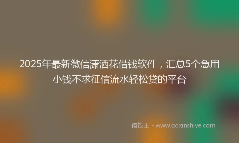 2025年最新微信潇洒花借钱软件，汇总5个急用小钱不求征信流水轻松贷的平台