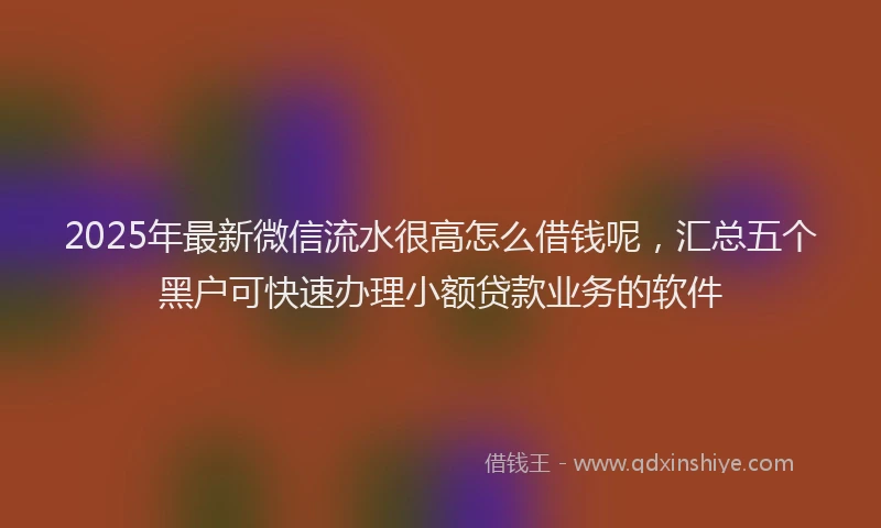 2025年最新微信流水很高怎么借钱呢，汇总五个黑户可快速办理小额贷款业务的软件