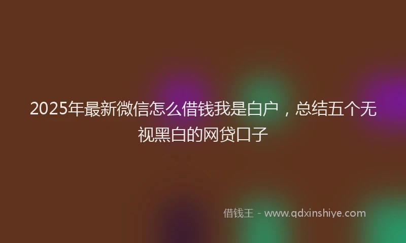 2025年最新微信怎么借钱我是白户，总结五个无视黑白的网贷口子