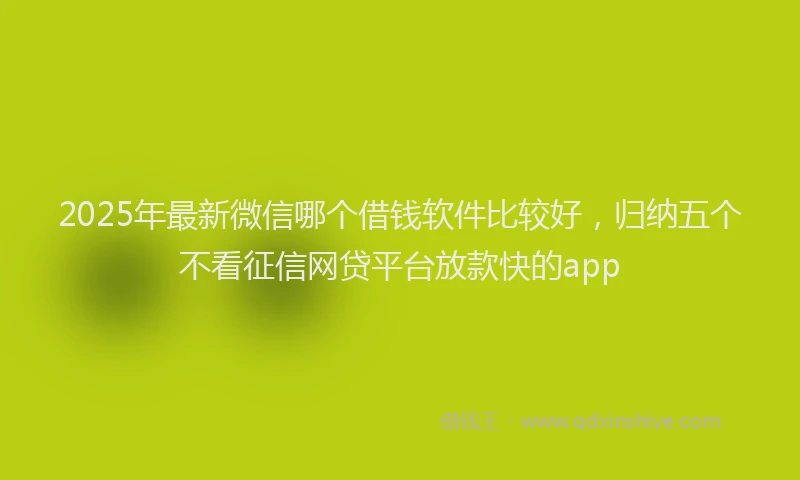 2025年最新微信哪个借钱软件比较好，归纳五个不看征信网贷平台放款快的app