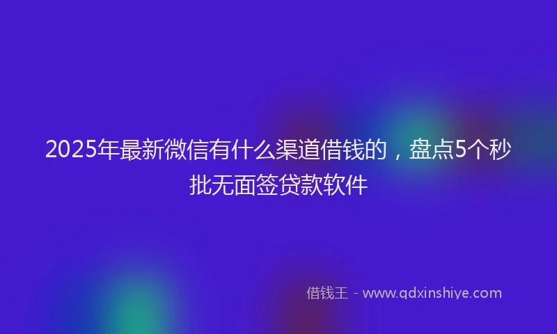 2025年最新微信有什么渠道借钱的，盘点5个秒批无面签贷款软件