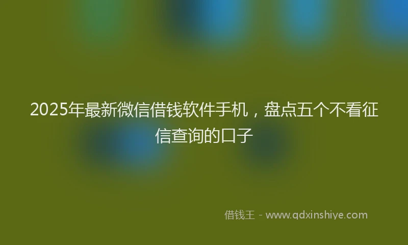 2025年最新微信借钱软件手机，盘点五个不看征信查询的口子