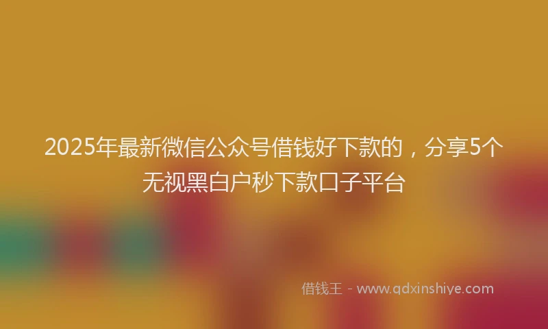 2025年最新微信公众号借钱好下款的，分享5个无视黑白户秒下款口子平台