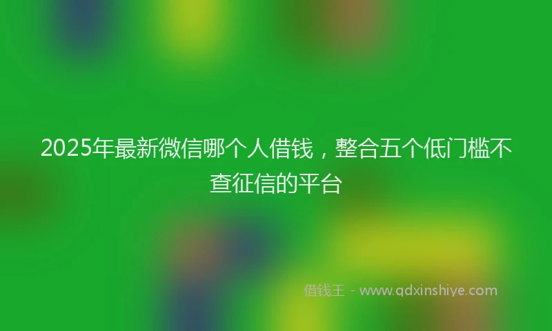 2025年最新微信哪个人借钱，整合五个低门槛不查征信的平台