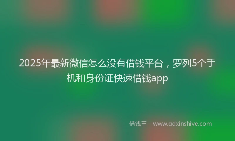 2025年最新微信怎么没有借钱平台，罗列5个手机和身份证快速借钱app