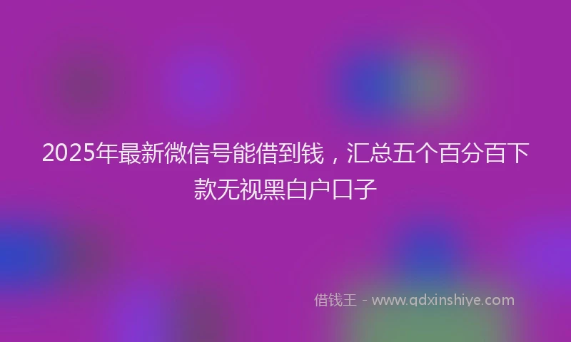 2025年最新微信号能借到钱，汇总五个百分百下款无视黑白户口子