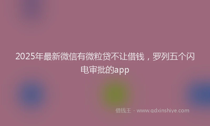 2025年最新微信有微粒贷不让借钱，罗列五个闪电审批的app