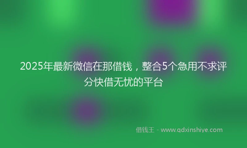 2025年最新微信在那借钱，整合5个急用不求评分快借无忧的平台