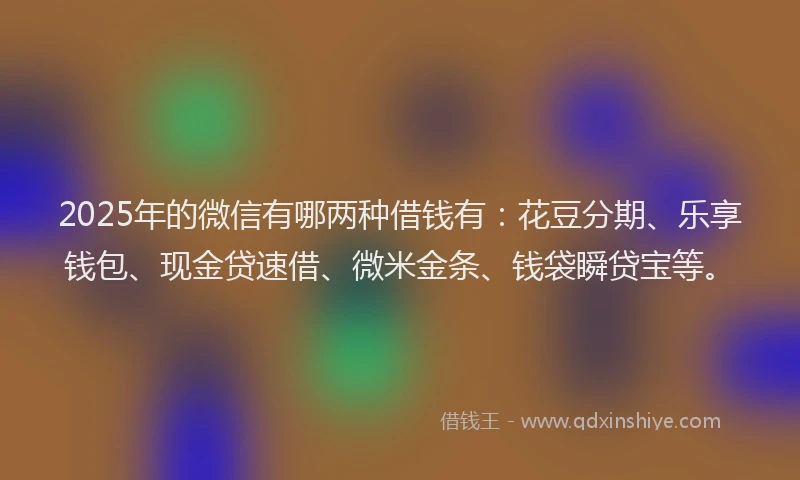 2025年的微信有哪两种借钱有：花豆分期、乐享钱包、现金贷速借、微米金条、钱袋瞬贷宝等。