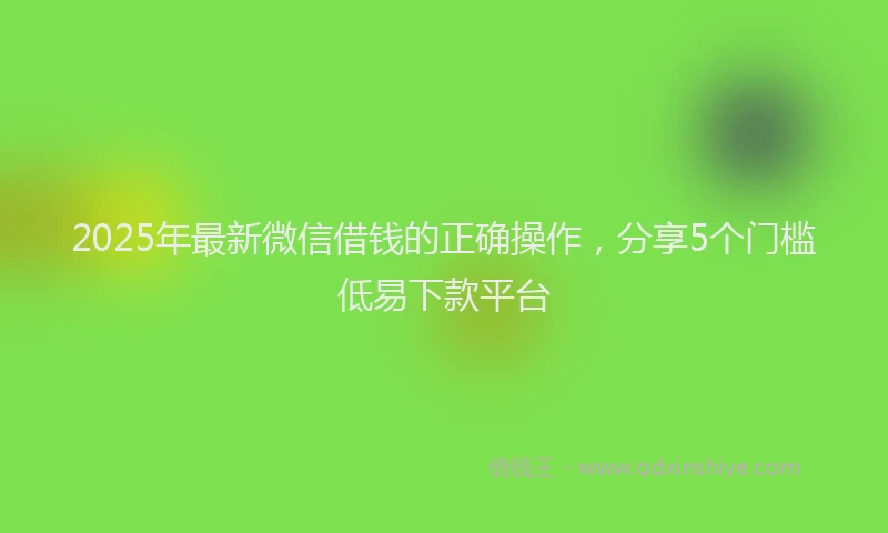 2025年最新微信借钱的正确操作，分享5个门槛低易下款平台